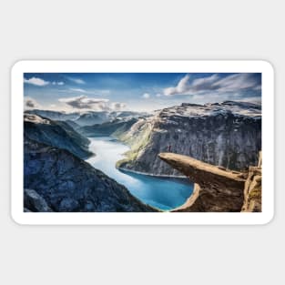 Trolltunga Norway Fjord Painting Sticker